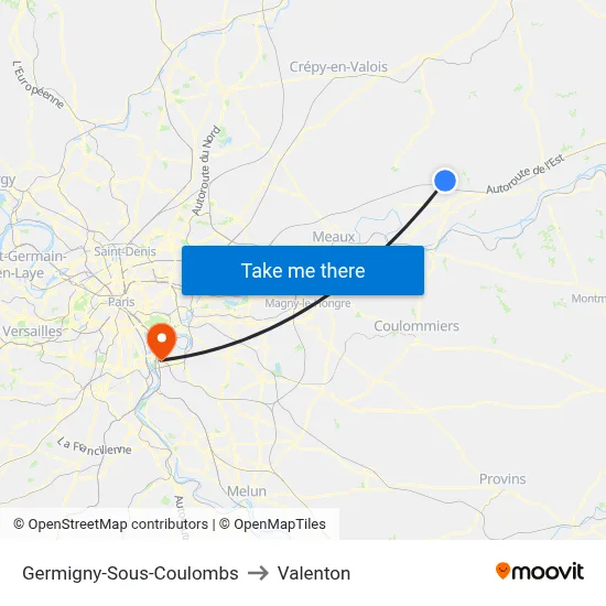 Germigny-Sous-Coulombs to Valenton map