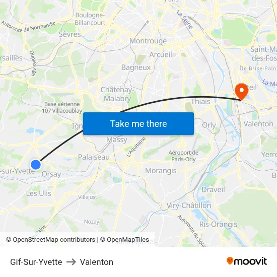 Gif-Sur-Yvette to Valenton map