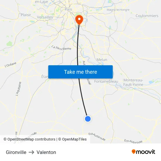 Gironville to Valenton map