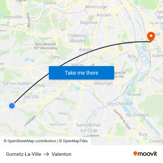 Gometz-La-Ville to Valenton map