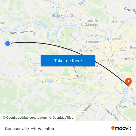 Goussonville to Valenton map