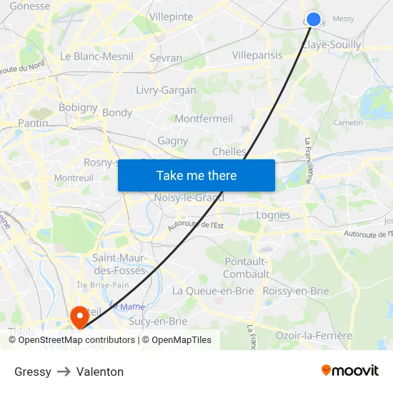 Gressy to Valenton map