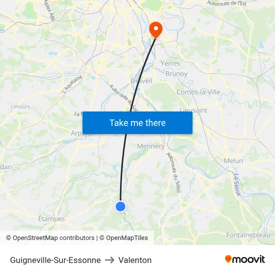 Guigneville-Sur-Essonne to Valenton map
