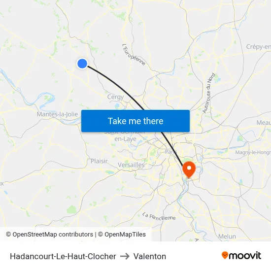 Hadancourt-Le-Haut-Clocher to Valenton map