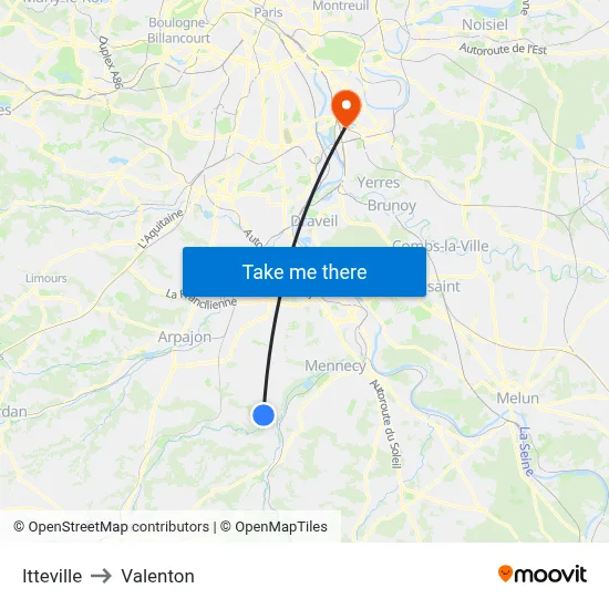 Itteville to Valenton map