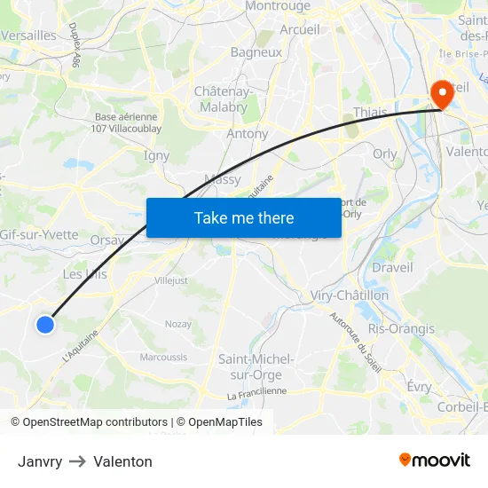 Janvry to Valenton map