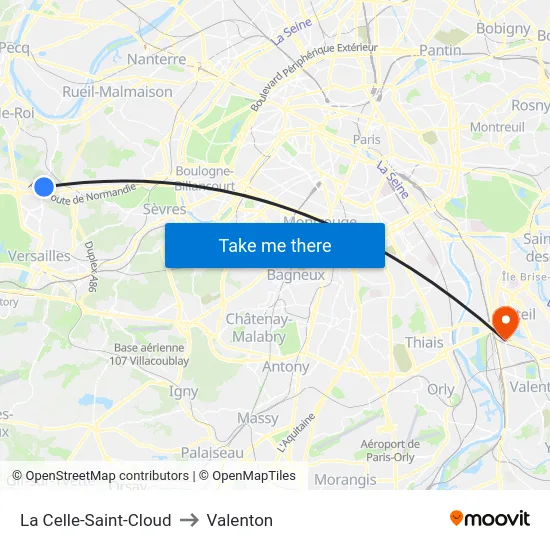 La Celle-Saint-Cloud to Valenton map