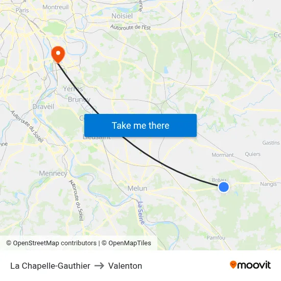 La Chapelle-Gauthier to Valenton map