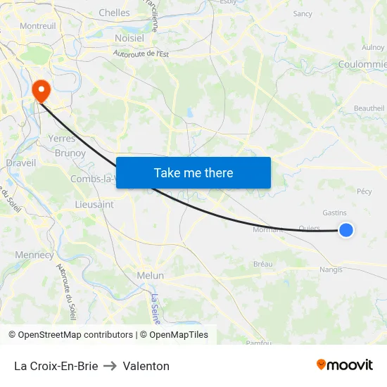 La Croix-En-Brie to Valenton map
