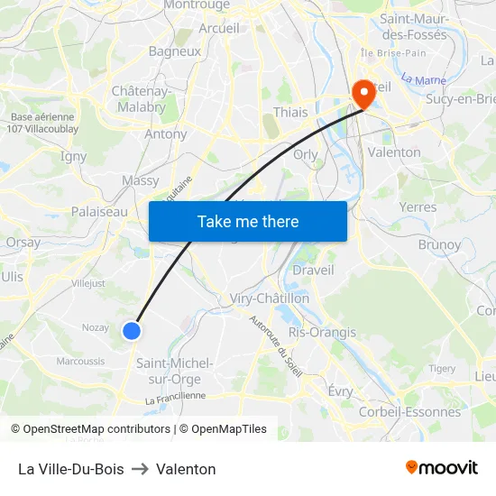 La Ville-Du-Bois to Valenton map