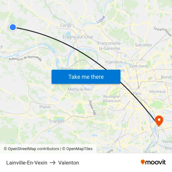 Lainville-En-Vexin to Valenton map