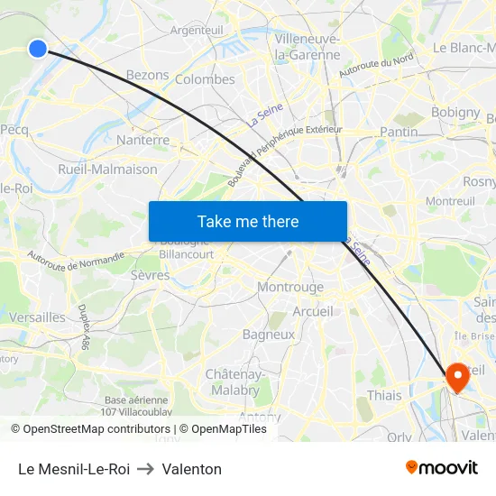 Le Mesnil-Le-Roi to Valenton map