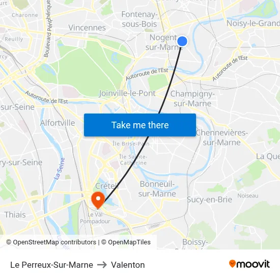 Le Perreux-Sur-Marne to Valenton map