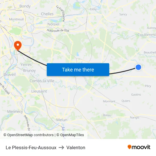Le Plessis-Feu-Aussoux to Valenton map