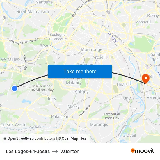 Les Loges-En-Josas to Valenton map