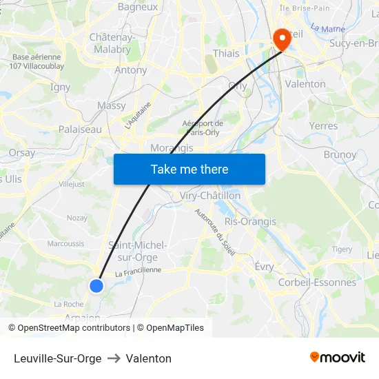 Leuville-Sur-Orge to Valenton map