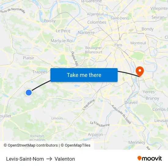 Levis-Saint-Nom to Valenton map