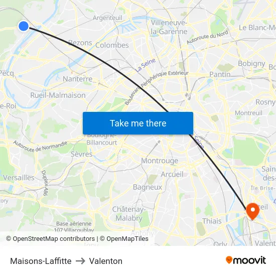 Maisons-Laffitte to Valenton map