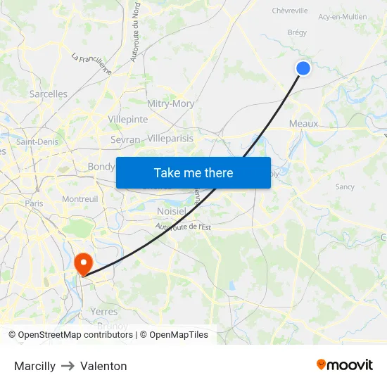 Marcilly to Valenton map