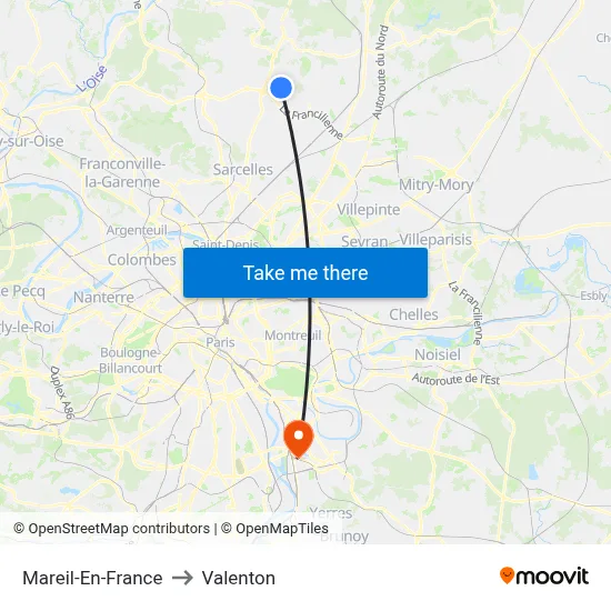 Mareil-En-France to Valenton map