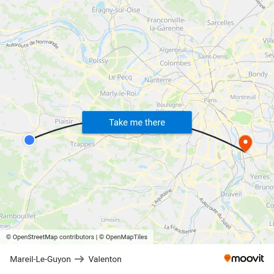 Mareil-Le-Guyon to Valenton map