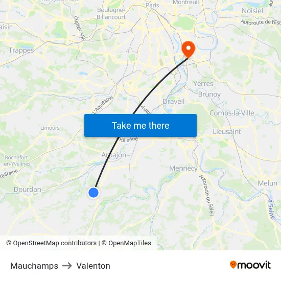 Mauchamps to Valenton map