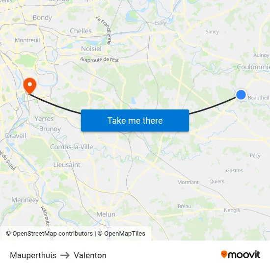 Mauperthuis to Valenton map