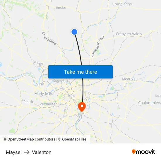 Maysel to Valenton map