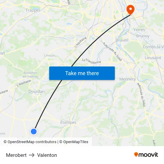 Merobert to Valenton map