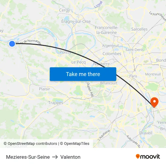 Mezieres-Sur-Seine to Valenton map