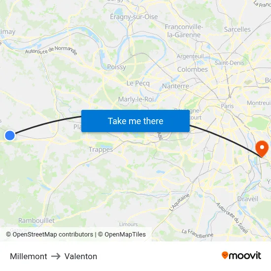 Millemont to Valenton map