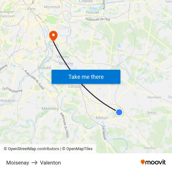 Moisenay to Valenton map