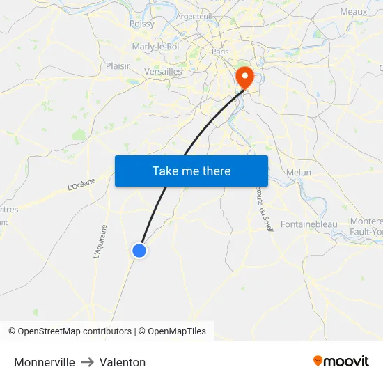 Monnerville to Valenton map