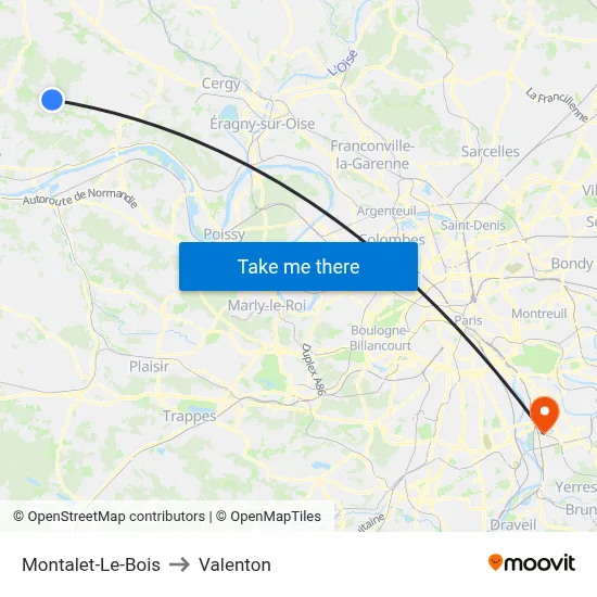 Montalet-Le-Bois to Valenton map