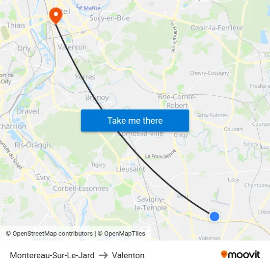 Montereau-Sur-Le-Jard to Valenton map