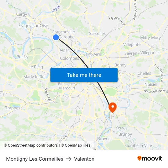 Montigny-Les-Cormeilles to Valenton map