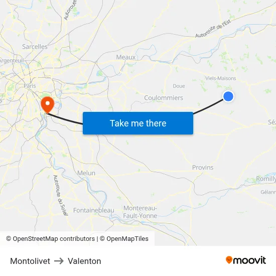 Montolivet to Valenton map