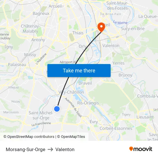 Morsang-Sur-Orge to Valenton map