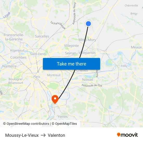 Moussy-Le-Vieux to Valenton map