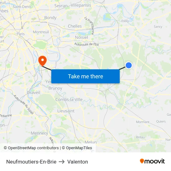 Neufmoutiers-En-Brie to Valenton map