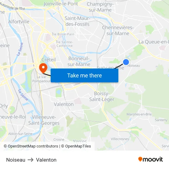 Noiseau to Valenton map