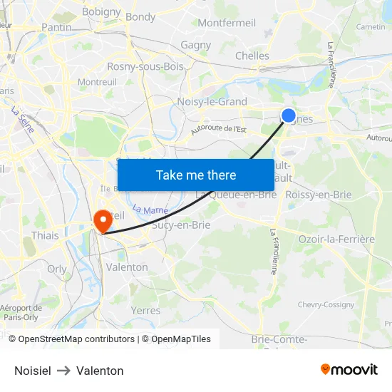 Noisiel to Valenton map