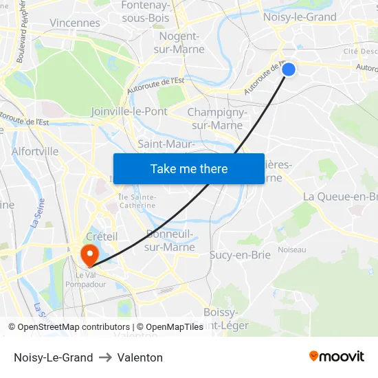 Noisy-Le-Grand to Valenton map