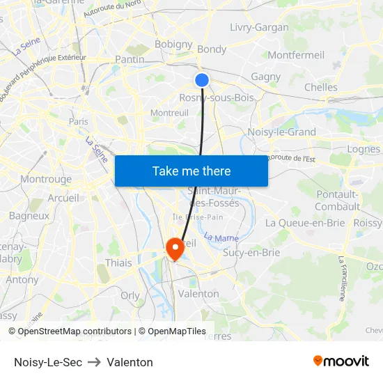 Noisy-Le-Sec to Valenton map