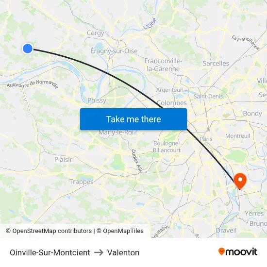 Oinville-Sur-Montcient to Valenton map