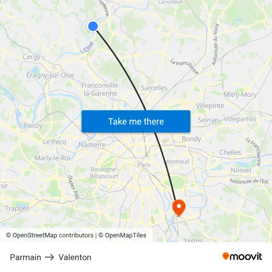 Parmain to Valenton map