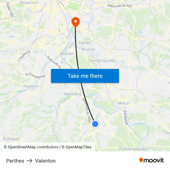 Perthes to Valenton map