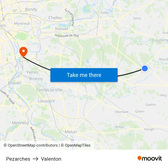 Pezarches to Valenton map