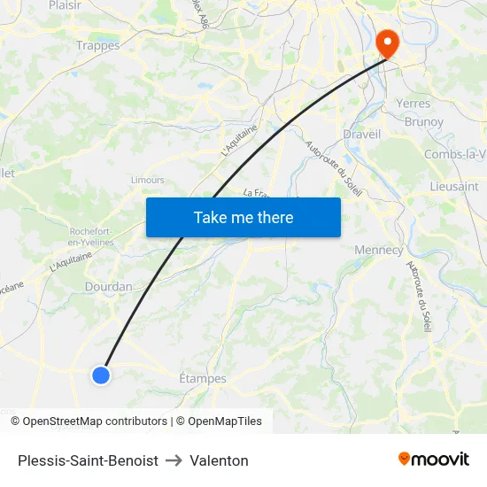 Plessis-Saint-Benoist to Valenton map