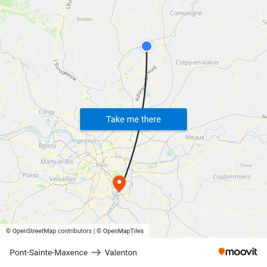 Pont-Sainte-Maxence to Valenton map